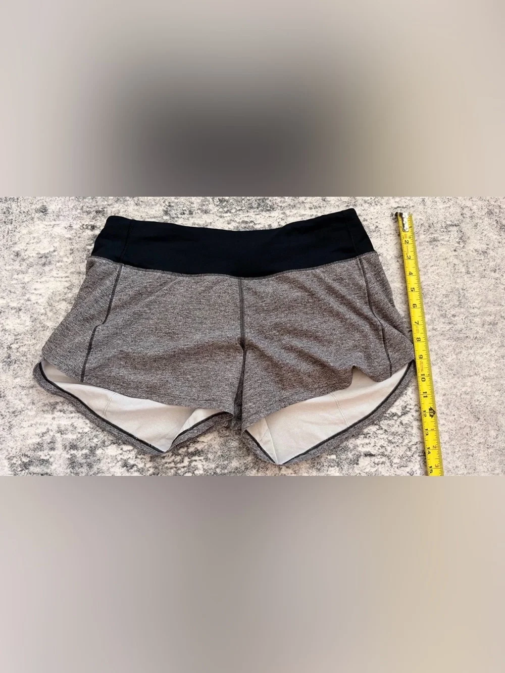 lululemon athletica Heathered Gray Athletic Shorts with Black Waistband
